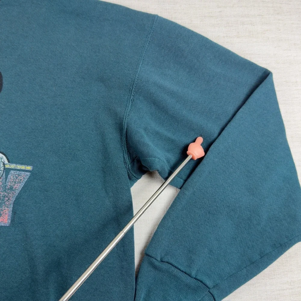 Vintage Mickey Mouse Disney Graphic Sweatshirt Teal Green Pullover Crewneck L